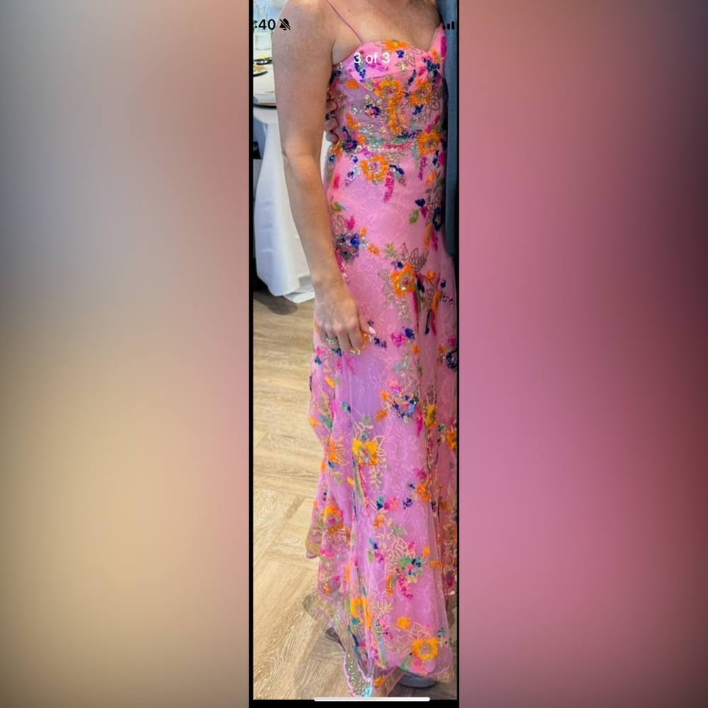 Mac Duggal Pink Floral Dress size 6